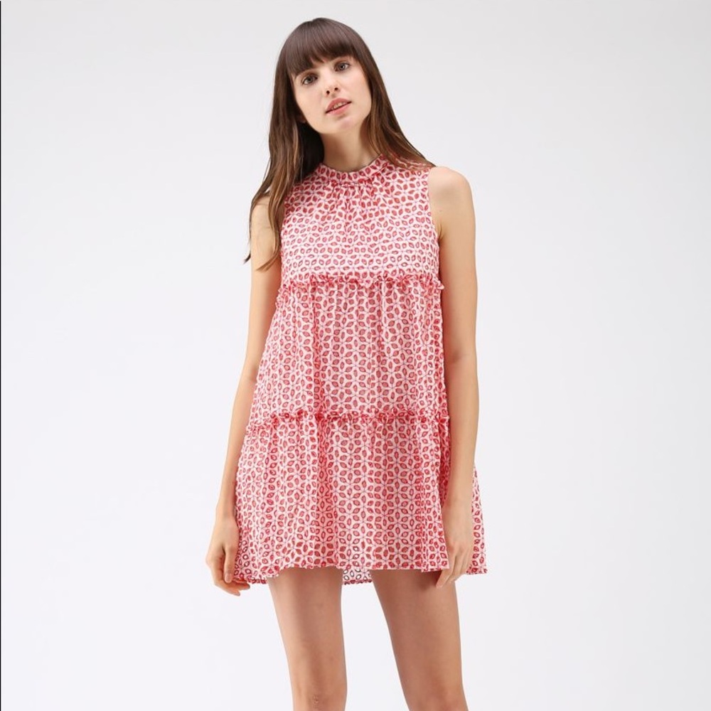 Scintilla Red and White Embroidered mini dress